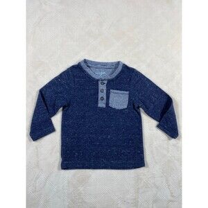 Cat & Jack Toddler Boys Blue Henley Long Sleeve Shirt 2T